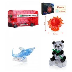 Игрушки на Новый год Сборная модель комплект 4 штуки Идеи подарков классу 23 февраля Автобус, Шар Солнце, Акула, Панда Iq Toy