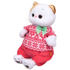 Мягкая игрушка BUDI BASA collection Кошечка Ли-Ли в зимней пижаме, 24 см, белый/розовый