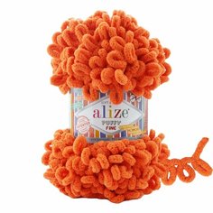 Пряжа для вязания Alize Puffy Fine, 100г, 14м (100% микрополиэстер) (6 апельсиновый), 5 мотков