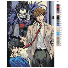 Картина по номерам T691 "Рюк, Кира и Л. Тетрадь смерти" 60x90 Brushes Paints
