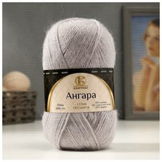 Пряжа "Ангара" 35% мохер 15% шерсть, 50% акрил 250м/100гр (008 серебристый) Камтекс