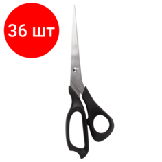 Комплект 36 шт, Ножницы STAFF Basic 210 мм, чёрные, ПВХ чехол с европодвесом, 235460