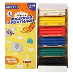 Calligrata Пластилин мягкий (восковой) Calligrata, 6 цветов, 90 г