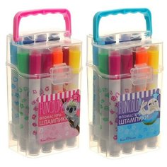 BrunoVisconti Фломастеры-штампики 12 цветов, Funcolor, в пластиковом пенале, микс