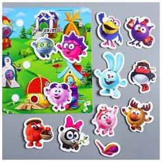 Развивающая игра на липучках, конструктор "Веселые липучки. Кто где живет?", смешарики Нет бренда