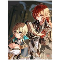 Картина по номерам на холсте Игра Gensgin Impact (Паймон, Венти, Делюк, Джинн, Синьора) - 8032 В 30x40