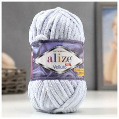 Пряжа "Velluto" 100% микрополиэстер 68м/100гр (416 св. серый) Alize