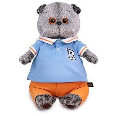 Мягкая игрушка КОТ басик в голубом поло 19 см артикул 9300679 Archibal\d 1246 Basik&Co