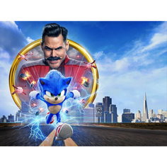 Плакат, постер на бумаге Sonic the Hedgehog/Соник в кино/игровые/игра/компьютерные герои персонажи. Размер 42 х 60 см