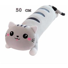 Мягкая игрушка Кот Батон , игрушка-подушка длинный кот, лежачий кот батон 50 см Китай