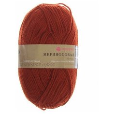 Пряжа "Мериносовая" 50%меринос. шерсть, 50% акрил 200м/100гр (344-Красная глина) Пехорка
