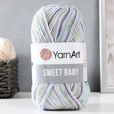 Пряжа "Sweet Baby" 100% акрил 300м/100г (912 астра-гол-зеленый) Yarn Art