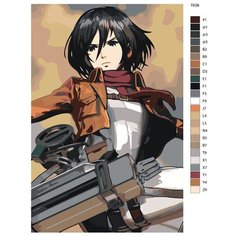 Картина по номерам Т638 "Микаса Аккерман. Атака титанов" 50x70 Brushes Paints