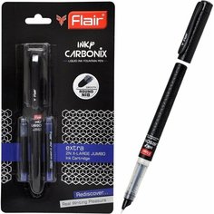 Ручка перьевая Flair INKY CARBONIX, цвет чернил: синий, 2 сменных картриджа в комплекте