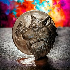 Панно на стену Волк, животные, волчок. Гипс. Декор для дома, барельеф хищника вульф, фреска, панель для интерьера. Скульптор, лепка из гипса. Нет бренда