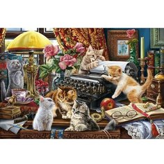 Картина по номерам 30 х 40 см, "Котята и печатная машина"