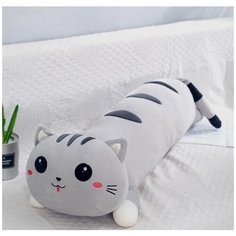 Мягкая игрушка подушка длинный Кот батон 45 см, рыжий Китай