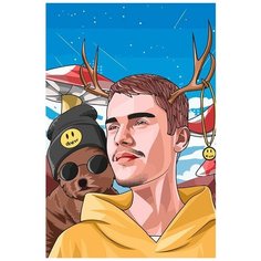 Картина по номерам на холсте музыка Джастин Бибер (Justin Bieber) - 8679 В 60x40