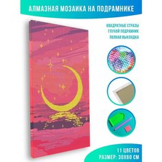 Алмазная мозаика на подрамнике - вышивка Отражение месяца 30 х 60 см Красиво Красим