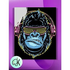 Картина по номерам на холсте Горилла в наушниках, 40 х 60 см КУЛЬТУРА ЦВЕТА