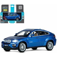 Машинка металл. 1:32 BMW X6, синий, инерция, свет, звук АВТОПАНОРАМА