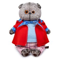 Мягкая игрушка Basic&Co Басик в красной куртке и брюках в клетку, 25 см, красный Basik&Co