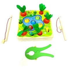 Деревянная развивающая игрушка сортер Поляна морковок с червечками Denco Store
