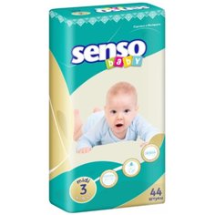 Подгузники для детей "SENSO BABY" с кремом - бальзамом размер B3 MIDI (4 - 9 кг) 44 шт.