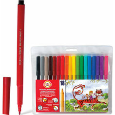 Набор фломастеров Фломастеры KOH-I-NOOR, 18 цветов, смываемые, трехгранные, пластиковая упаковка, европодвес, 771002AH04TERU, 3 набора