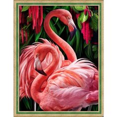 Алмазная мозаика 40x50 "Пара фламинго" 7DAR136 Нет бренда