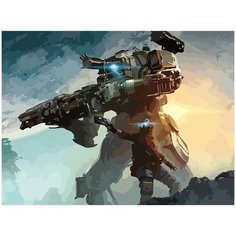 Картина по номерам на холсте Titanfall робот и пилот - 1