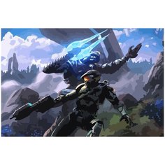 Картина по номерам на холсте Halo пришелец и мастер чиф - 1