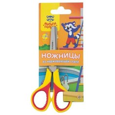 Ножницы детские 13 см Мульти-Пульти "Приключения Енота", нержавеющая сталь, с закругленными концами, европодвес, микс