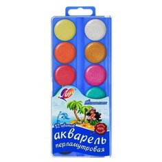 Луч Акварель "Луч" Фантазия, перламутровая, 12 цветов, без кисти