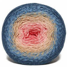 Пряжа YARNART FLOWERS MOONLIGHT, джинс/коралл - 3262, 53% хлопок, 43% полиакрил, 4% металлик, 2 мотка, 260 г, 1000 м.