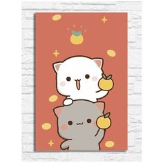 Картина по номерам на холсте котики (для детей, простые, животные, милота, фрукты, кошка, кот, любовь) - 10203 В 20х30