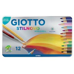 Набор карандашей цветных акварельных Giotto Stilnovo Acquarell, 12 цветов, металлическая коробка 12 цветов Lyra