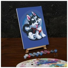 Картина по номерам на холсте с подрамником "Щенок хаски", 30х20 см Школа талантов