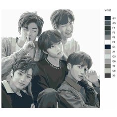 Картина по номерам V-105 "K-pop группа TXT" 40х40 Brushes Paints