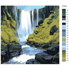 Картина по номерам W-208 "Горный водопад" 70х70 Brushes Paints