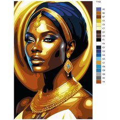 Картина по номерам Т152 "Афроамериканка в золоте", 60x90 см Brushes Paints