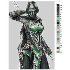 Картина по номерам Z692 "Джейд- Мортал Комбат(Mortal Combat) 60x90 Brushes Paints