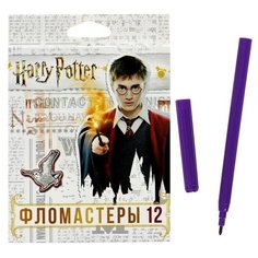 Фломастеры 12 цветов, «Гарри Поттер», картонная коробка, с европодвесом Hatber
