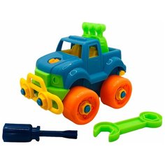 Винтовой конструктор машина Джип / Детский пластиковый конструктор с отвёрткой, крупные детали / Конструктор сборный с винтами для детей Toys