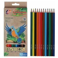 Цветные карандаши 12 цветов ZOO, пластиковые, шестигранные Луч
