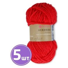 Пряжа Пехорка Осенняя (88), красный мак 5 шт. по 200 г