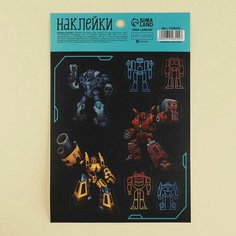 Наклейки бумажные "Роботы", 14 x 21 см, 5 шт. Арт Узор