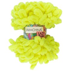 Пряжа плюшевая ARACHNA "LAZY BRIGHT" 5 шт. х 100 г 8.5 м 100% микрополиэстер №03 желтый неон