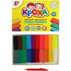 Пластилин мягкий (восковой) 20 цветов "Кроха", 300 г Россия