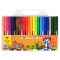Фломастеры 24 цвета Мульти-Пульти «Енот в Италии», смываемые